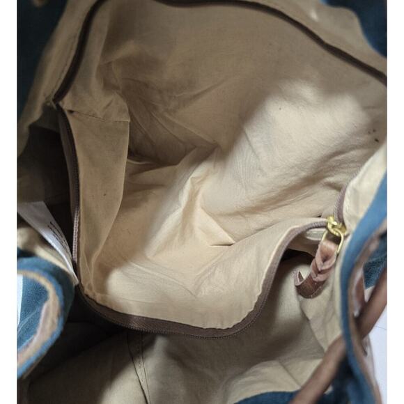 Anabaglish Suede/Leather Drawstring Hobo Shoulder Bag Purse Teal with Brown Trim - Picture 13 of 15